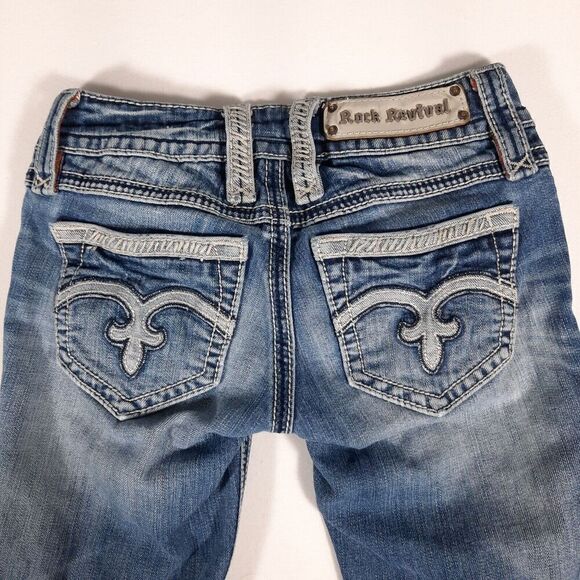 Rock Revival Alanis Stretch Capri Jeans Women's SZ 24 Embroidered Cowgirl Preppy - Picture 5 of 13